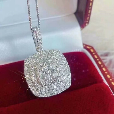 #ad Luxury Engagement 925 Silver Necklace Pendant Women Cubic Zircon Jewelry C $3.71