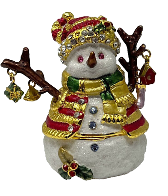 #ad Bejeweled Enamel Christmas Snowman Trinket Box $29.99