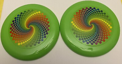 #ad Flying Disc 2 Pack Frisbee 9quot; Green Spiral Design Throw amp; Catch FREE SHIPPING 2 $12.00