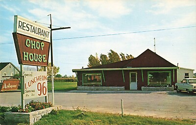 #ad Chop House Restaurant Augres Michigan MI Old Car Chrome c1960 Postcard $39.95