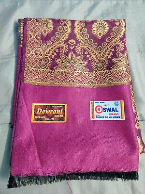 #ad Oswal 100% Pure Shawl: 78quot; X 38quot; Two sided: Made in India   $19.99