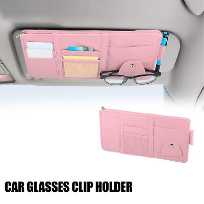 #ad Car Sun Visor Auto Interior Accessories Sunglass Organizer with Zipper Pink $16.49