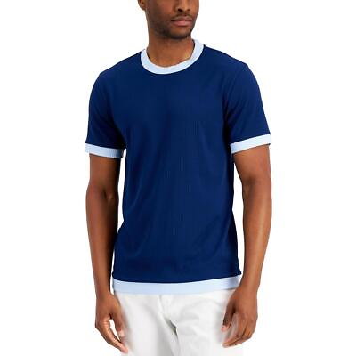#ad Alfani Mens Ribbed Knit Crewneck Short Sleeve T Shirt BHFO 2525 $8.99