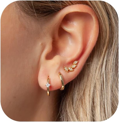 #ad Stud Earrings for Women Dainty Gold Earrings 14K Gold Cartilage Earring Hypoalle $39.99