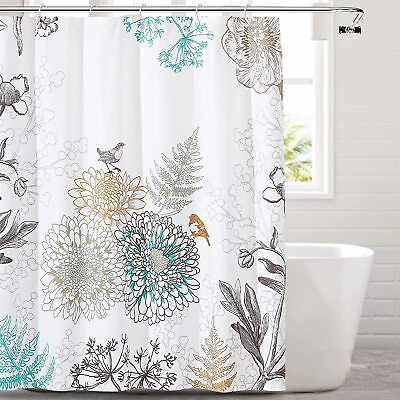 #ad Style Quarters Natural Floral Bird Fabric Print Shower Curtain $99.99