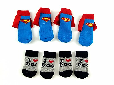 Dog Puppy Anti slip Socks For Tiny amp; Small Breeds Superman and I Love Dog Lot $9.99