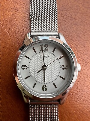#ad Timex Uptown Classic Watch Women Silver Tone Mesh Buckle Band $10.00