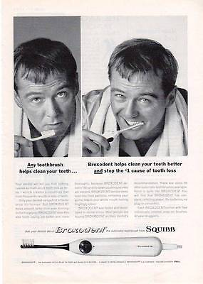 #ad 1964 Squibb Broxodent Tooth Brush Automatic PRINT AD $12.99