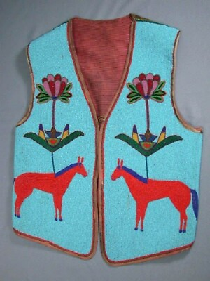 #ad Native American Floral Design Handmade Beaded Vest Front Powwow Regalia XNV503 $449.10