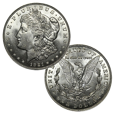 #ad 1921 90% Silver Morgan Dollar Brilliant Uncirculated $60.11