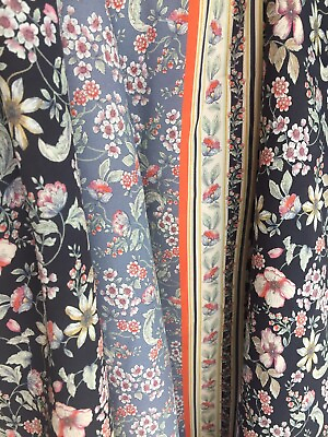 #ad Designer 100% Pure Silk Crepe De Chine Fabric Blouse Dress Scarf Floral $19.50