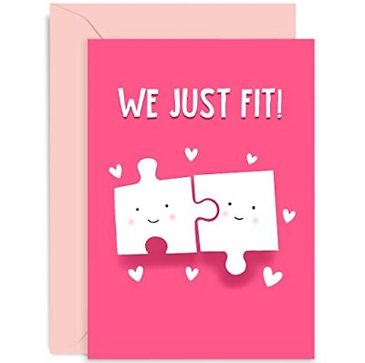 #ad Old English Co. We Just Fit Jigsaw Anniversary Card for Wife or Husband Cut... $14.68