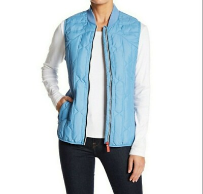#ad NWT $175 Women#x27;s HUNTER Blue Quilted Zip Up New Vest Size XL $59.00
