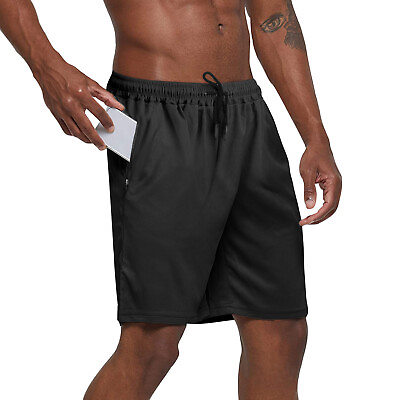 #ad Mens Running Shorts Sport Breathable With Pockets Workout Fitness Gym Training $13.95