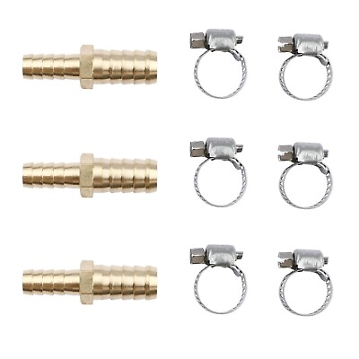 #ad U.S. Solid 3pcs Brass Hose Barb Reducer Fitting Kits With 6 Clamps 1 2quot; To 3 8quot; $13.59