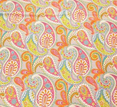 #ad Bright Paisley Floral BTY Unbranded Colorful on Gray $6.99