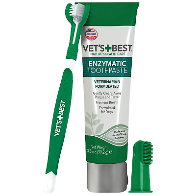 Dog Toothbrush amp; Enzymatic Toothpaste Kit Dog Teeth Cleaning Made with Natur $24.99