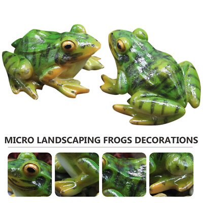 #ad 2pcs Funny Resin Frogs Decor Desktop Creative Craft Adorable Frogs Figurine $11.39
