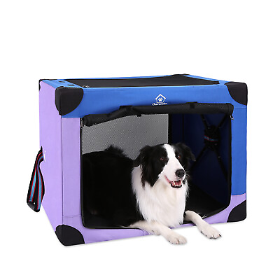 #ad 32quot; Large Dog Folding Crate Kennel Car Cage Pet Metal Carrier Travel Outdoor $89.99