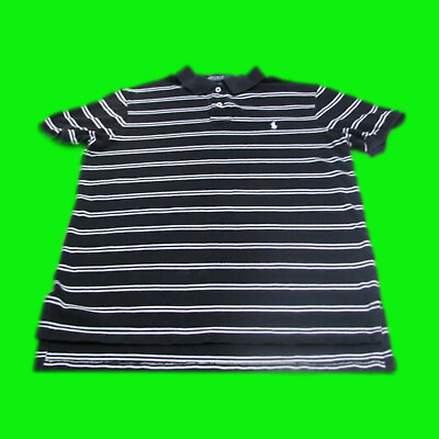 #ad Ralph Lauren Boys Shirt Polo Custom Fit Striped Side Slits ExTuck Size Large $12.99