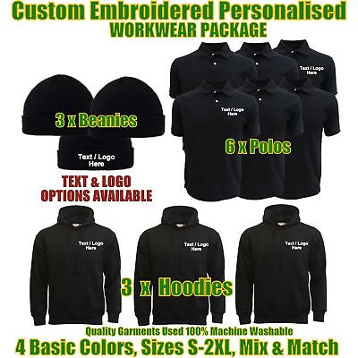 #ad Work Wear Package 3 Hoodies 6 Tees 3 Beanies Embroidered Workwear Team Uniform GBP 156.99