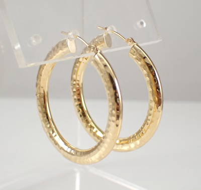 #ad Estate Hoops Vintage 14K Yellow Gold Silver Plated Women Huggie Hoop Earrings $133.58
