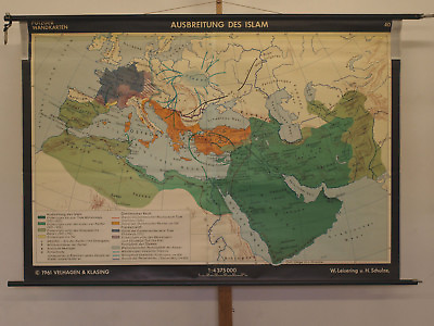 #ad School Wall Map Religionskarte Church Spread Islam 195x133c Vintage Map 1961 $213.70