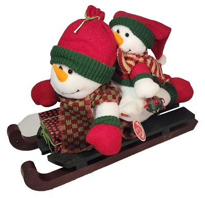 #ad Musical Plush Snowman Sleigh Ride Decorative Christmas Holiday Figure Preowned $12.50