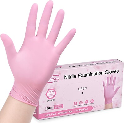 #ad 50pc Disposable Nitrile Exam 3 mil Latex Free Medical Cleaning Food Safe Gloves $9.99