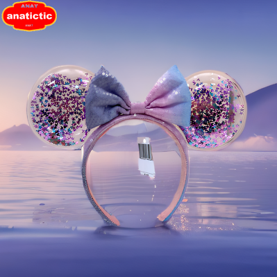 #ad Disney Pink Bow Shanghai Limited Sequins Minnie Mouse Ears Headband Confetti $15.79