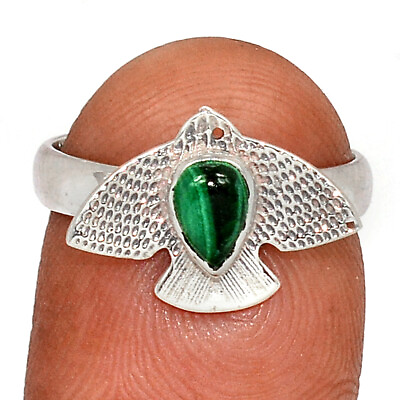 #ad Bird Natural Malachite Congo 925 Sterling Silver Ring Jewelry s.7 CR33338 $15.99