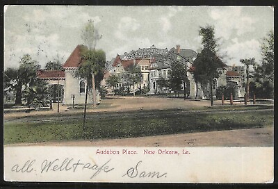 #ad Audubon Place New Orleans Louisiana Early Postcard Used in 1907 $12.00