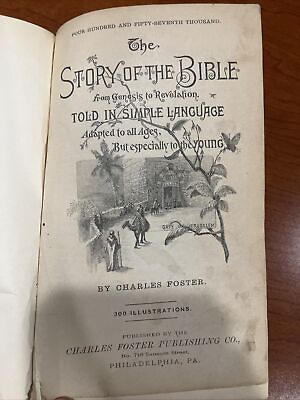 #ad Antique Story of the Bible By Charles Foster 1884 Illustrated Hardcover Book $50.00