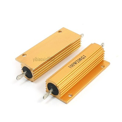 #ad One pcs Resistor 100W 200 Ohm Axial Gold Tone Heatsink Aluminum Clad Resistor $5.65