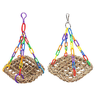 #ad Nest Basket Swing Bird Toy Cages Toy Parrot Natural Cockatiel Budgie Chewing Toy $14.09