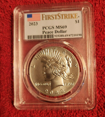 #ad 2023 Peace silver dollar PCGS MS 69 First Strike $130.00
