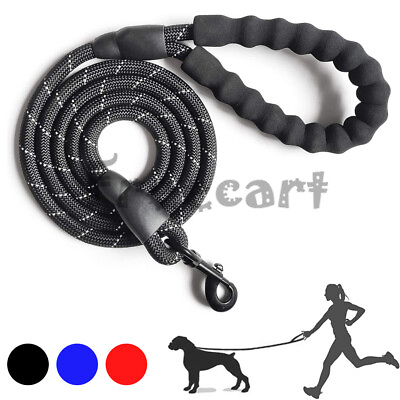 #ad 5FT Dog Leash Large Pet Rope Heavy Duty Reflective Nylon Lead with Padded Handle $6.58