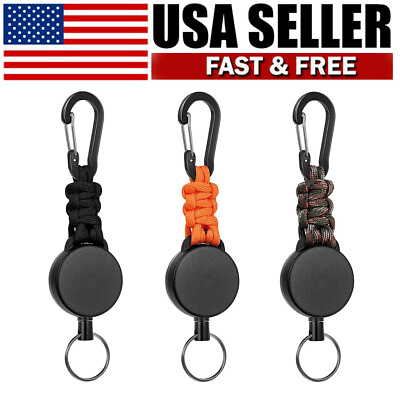 #ad Heavy Duty Split Retractable Key Tool Reel Holder Steel Clip Chain Belt US New $8.99