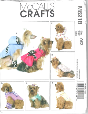 #ad McCall#x27;s 6218 Dog Vest Coat Raincoat Hoodie Dress SML XLG Craft Sewing Pattern $5.99