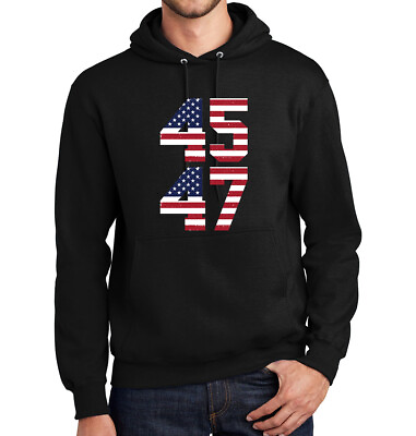 #ad Trump 45 47 2024 Election Black Hoodie Sweatshirt MAGA Political Size S 2XL $29.99