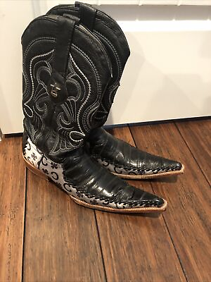 #ad Los Altos genuine Exotic eel skin toe Fashion boots size 6 1 2 EE $84.99