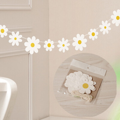 #ad Birthday Decorations Small Chrysanthemum Scene Bunting Pull Flowers White $5.95