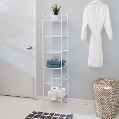 #ad 6 Shelf Steel Bathroom Storage Shelves White Holds up to 10 lb per ShelfNew $33.48