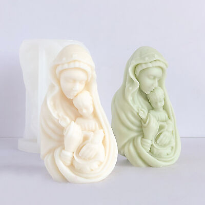 #ad 3D Virgin Mary Silicone Mold Candle Mould DIY Wax Soap Figurines Making Mold $14.34