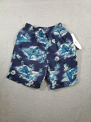 #ad Bugle Boy Swim Trunks Boys Large Blue Board Shorts Casual Floral Beach Pattern $7.20
