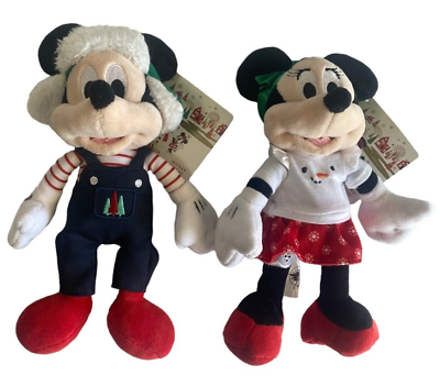 #ad Disney store 9” Christmas MICKEY amp; MINNIE MOUSE set New with Tags $22.99