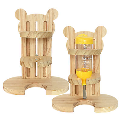 #ad Wooden Hamster Water Bottle Holder Adjustable Pet Water Bottle Stand for Cage $14.28