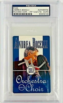 #ad Andrea Bocelli Autographed Orchestra And Choir 2013 Pass PSA DNA ITP Slab $299.00