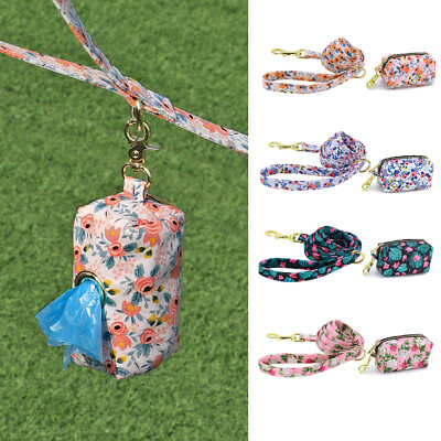 #ad Pet Dispenser Dog Waste Poop Bags with Leash Attachment Nylon Floral Lead Puppy $20.49