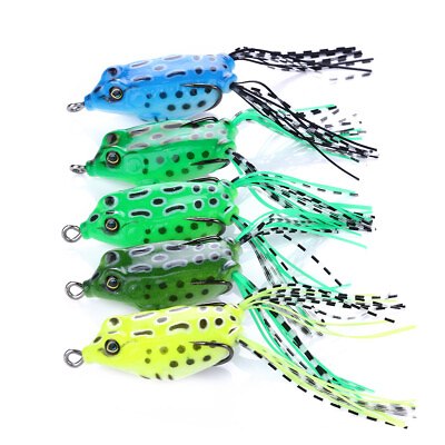 #ad 5PCS Lot 5cm 8g Frog Top Water Soft Fishing Lures with Skirt Bait Bass Crankbait $9.72